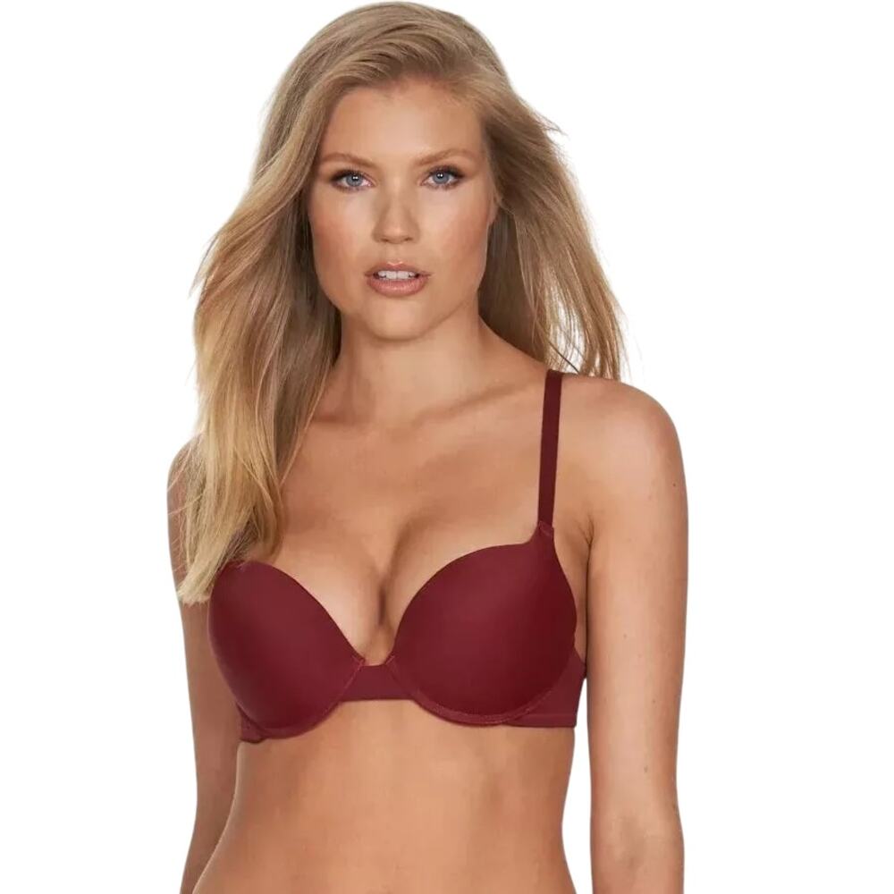 NEW Frederick's Of Hollywood Krystal Push Up Bra 32C Burgundy Maroon NWT